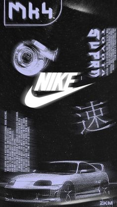 a black and white photo with the nike logo on it