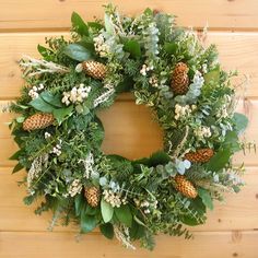 Winter Radiance Wreath - Creekside Farms Fresh eucalyptus Herb Wreath, Classic Wreath, Dried Wreath, Fresh Eucalyptus, Pinecone Wreath, Blue Wreath, Berry Wreath, Wreaths And Garlands, Xmas Wreaths