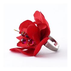 . Red Flower-shaped Spring Jewelry, Red Flower-shaped Jewelry For Spring, Red Flower Jewelry For Spring, Red Flower Decorated Jewelry For Spring, Adjustable Flower Ring For Party, Red Flower-shaped Wedding Ring, Red Flower Wedding Ring, Red Flower Ring For Wedding, Red Flower-shaped Summer Jewelry