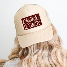 Howdy Darlin' Country Classic Foam Trucker Hat Khaki This best-selling 5-Panel Foam Trucker Hat is a global favorite, loved for its classic look and comfort. Featuring a 100% polyester front and breathable polyester mesh back, it's made for everyday wear. The seamless foam front panel with lining offers a sleek appearance, while the matching color braid adds a stylish touch. Built for durability, it includes 8 rows of stitching on the visor, a matching fabric undervisor, sweatband, and a plastic adjustable snap for a comfortable fit. Whether for a casual day out or an adventure, this high crown trucker hat perfectly blends style and function. Grab yours today and complete your look! Howdy Darlin' Country Classic Foam Trucker Hat Khaki This best-selling 5-Panel Foam Trucker Hat is a global Country Music Concerts, Engraved Tumblers, Music Concert, Leather Patches, Holiday Collection, Trinidad And Tobago, Country Music, Classic Looks, The Row