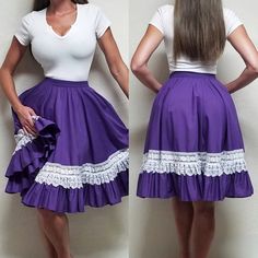 70s Vintage Malco Modes Purple White Lace Coquette Cottagecore Twirl Skirt. You Can Do All The Twirling And Two Steppin' You Want In This Vintage 1970s Twirl Skirt By Malco Modes! - Bright Purple With A Wide White Lace Panel - Ruffle Trim, Ruffled Hem - Elastic Waist - Midi Length, Knee Length - Full Skirt, Circle Skirt - Poly Cotton Blend - Unlined Size Large Approximate Measurements(Flatlay): Waist - 15.5 Inches Length - 24 Inches Purple Boho Hippie Prairie Festival Cotton Woodstock Skirt Vintage 60s 70s Vintage Retro Cottagecore Sweet 70s Prairie Gypsy Western Southwestern Equestrian Wedding Bridesmaid Princess Southern Belle Steel Magnolias Cosplay Tea Party Garden Party Fairy Fairy C 70s Prairie, Equestrian Wedding, Skirt Circle, Retro Cottagecore, Lace Coquette, Twirly Skirt, Steel Magnolias, Coquette Cottagecore, Twirl Skirt