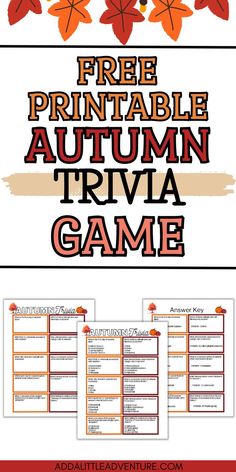 Free printable autumn trivia game - learn fun autumn facts, perfect for kids and adults. Fall Icebreakers For Adults, Fall Group Games For Adults, Fall Party Games For Ladies, Fall Festival Ideas For Adults, Fall Games For Adults Free Printable, Fall Puzzles Printables, Fall Party Games For Adults, Autumn Facts, November Activities For Seniors