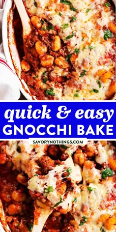 a casserole dish with chick and easy gnocchi bake