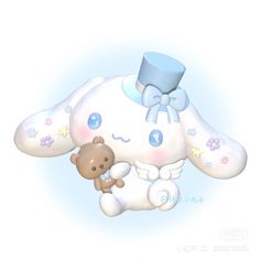 a white stuffed animal holding a teddy bear