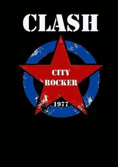 the clash logo is shown in red and blue, with a star on it's center