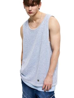 This is a casual and comfortable sleeveless knit top that are made out of high quality polyester and flax blend fabric. With design detail of loose silhouette, double layered fabric, and RSCC logo metal emblem detail, it gives a comfortable and trendy mood.- Suitable for spring and sumemr season- Loose silhouette- Double layer fabric- RSCC metal logo emblem on the hem Blue Casual Sleeveless Sweater Vest, Casual Blue Knit Vest, Casual Knit Tank Top, Summer Casual Sweater Vest With Relaxed Fit, Casual Summer Sweater Vest For Layering, Blue Knit Casual Tank Top, Casual Knit Tank Vest, Casual Blue Knit Tank Top, Sleeveless Blue Tops For Layering