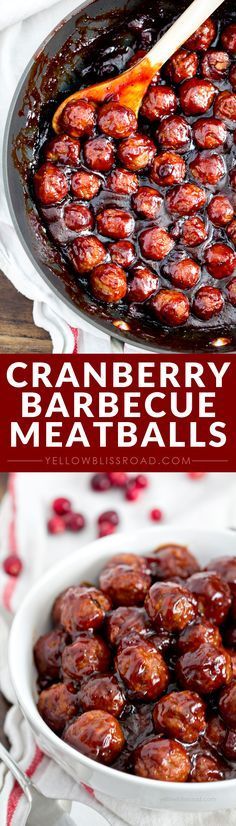 the cranberry barbecue meatballs are ready to be eaten in the oven and served