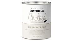 a can of white chalk paint on a white background that says rustoleum chalked