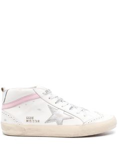 11115 GOLDEN GOOSE MID STAR SNEAKERS Mid Star Golden Goose, Cute Golden Goose, Pink Golden Goose, Golden Goose Mid Star, Golden Goose Mid, White Fashion Sneakers, Star Icon, Vintage Phone, Led Fashion