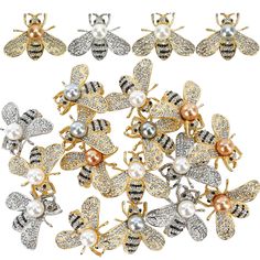 PRICES MAY VARY. Elegant Accessory: Designed with a round artificial pearl on the back, the honeybee-shaped brooch is shiny and lifelike, adding charm to any outfit. Versatile and Delicate: These cute bee pearl brooches are suitable for all, featuring a delicate back design. Their small size and lightweight make them easy to carry and keep. Rich Colors: The set includes 20 honey bee brooches in different colors, offering a variety of choices for wearing and replacing. Fashionable and Fun: Perfec Bee Pin, Bee Brooch, Cute Gift Boxes, Pearl Brooch, Female Friends, Gift For Birthday, Elegant Accessories, Hornet, Rich Colors