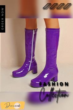 Autumn and Winter New Thick Heel Mid-heel Women's Boots Patent Leather High Boots Square Toe Boots White Side Zipper Pole Dance Boots Trendy Medium Width Heeled Boots For Party, High Heel Platform Boots With Zipper For Party, Party Platform Boots With Zipper Closure And High Heel, Party High Heel Platform Boots With Zipper Closure, Trendy High Heel Knee-high Boots With Zipper, Party Boots With Zipper Closure And Round Toe, High Ankle Heeled Boots With Zipper For Party, Party High Ankle Heeled Boots With Zipper, Square Toe Platform Knee-high Boots For Party