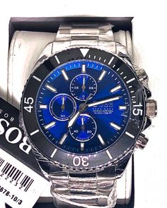 This #hugoboss #mens #watch is for sale right now on our website, for a limited time only! #jewelry #designer #mensfashion Watch Packaging, Jewelry Affordable, Jewelry Designer, Blue Gender, Chronograph Watch, Hugo Boss, Chronograph, Limited Time, Mens Jewelry