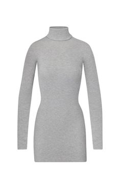 Cut from a butter soft ribbed cotton and model blend, our mini turtleneck dress is form-fitting, ultra flattering and lightweight. This mini dress is the perfect day to night essential. Style with your favorite oversized blazer or a pair of high knee boots. Size & Fit Information Fits true to size, take your normal size Designed for a slim fit 47% Cotton 47% Modal 6% Spandex Model is 177 cm/5'10" and is wearing a size S Machine wash cold. Non-chlorine bleach. Tumble dry low. Cool iron. Do not dr Turtleneck Mini Dress For Work, Chic Turtleneck Mini Dress For Work, Spring Turtleneck Mini Dress For Night Out, Fitted Mini Dress For Fall Layering, Chic Ribbed Turtleneck Mini Dress, Spring Ribbed Mini Dress For Work, Stretch Ribbed Turtleneck Mini Dress, Stretch Mini Dress For Layering, Solid Turtleneck Mini Dress For Spring