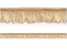 two different types of fringes are shown in three different colors and sizes, one is beige