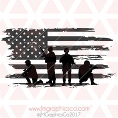 an american flag with silhouettes of people sitting on the ground in front of it