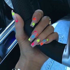 Kylie Nails, Nagellack Trends, Star Nail Art, Acrylic Nails Coffin Short, Summer Acrylic Nails, Short Acrylic Nails Designs, Star Nails