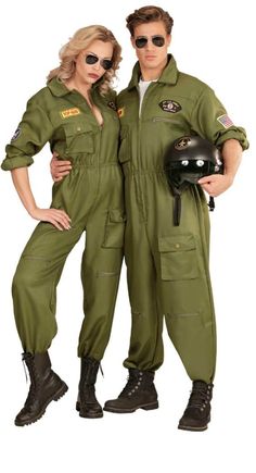 Pilot Couple, College Couple Costumes, 80s Couple Costume, 80s Movie Costumes, 80s Couples, Best Fancy Dress Costumes, Fighter Jet Pilot, Movie Fancy Dress, Couples Fancy Dress