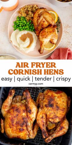 Juicy, flavorful, and tender meat wrapped with crispy, golden skins, these air fryer cornish game hens are so easy to make! I love how simple cornish hens are to whip up on a weeknight for dinner but also elegant enough to serve for special occasions. Have these cornish game hens air fried in 40 minutes!