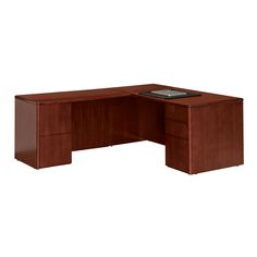 an l shaped desk with two drawers