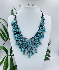 Big bold chunky multi strand handmade necklace. Turquoise  beaded statement jewelry gift for women. You can wear this unique blue   gemstone jewelry day or evening. Fits perfectly into shirts or summer dresses This necklace can make even an everyday dress stunning. It will be the perfect gift for yourself and a wonderful woman around you. While designing my necklaces, I pay attention to multi-purpose use. It can be used for casual evening or wedding, it's up to you and your choices .  For wife, Adjustable Multi-strand Turquoise Necklace Gift, Unique Adjustable Turquoise Crystal Necklaces, Unique Multi-strand Turquoise Necklace, Turquoise Bib Necklace With Round Beads For Gifts, Handmade Turquoise Crystal Necklace With Adjustable Fit, Handmade Turquoise Crystal Necklace, Handmade Turquoise Bohemian Bib Necklace, Adjustable Turquoise Beaded Bib Necklace, Adjustable Handmade Turquoise Crystal Necklace