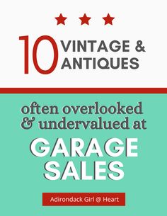 an advertisement for garage sales with the words 10 vintage and antiques