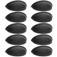 six pieces of black plastic sitting next to each other