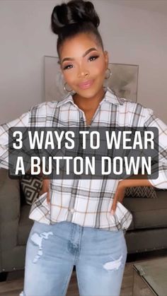 pinklily on Instagram: 3 simple, yet super cute ways to elevate your button down(s)!!🤩🙌 Save this for style inspo & shop this button down at pinklily.com now!… Casual Clothes, Button Downs, Fashion Inspo, Casual Outfits, Hair, How To Wear