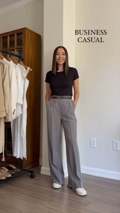 Neutral Tone Work Outfits, Business Athleisure Outfits, School Principal Outfits Women, Buisness Casual Women Outfits Simple, Wide Leg Work Outfit, Joggers Business Casual, Principal Dress, How To Style Trousers Women, Travel Work Outfits