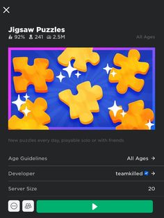 jigsaw puzzles on the app store's playlist page, with an image of several pieces missing