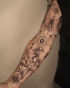 Explore Trending Men's Arm Tattoo Designs & Ideas | Inkspiration Guide Men Ocean Tattoo, Cute Tattoos Men, Men's Arm Tattoo, Arm Tattoo Designs, Inside Of Arm Tattoo, Arm Tats, Horoscope Tattoos, Tattoo Inspiration Men