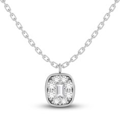 Elegant, colorful, and designed for your every mood. This delicate 10K white gold women's necklace, from the Juliette Maison™ collection, is enlivened with dazzling natural white sapphire gemstones. The 18-inch cable chain secures in place with a lobster clasp. Sapphire Pendant Necklace, Diamond Solitaire Earrings, Sapphire Necklace Pendants, Women's Necklace, Gold Book, Jared The Galleria Of Jewelry, Necklace Clasps, Sapphire Pendant, Gold Necklace Women