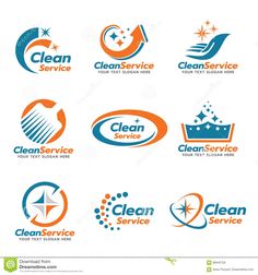 set of logos for cleaning service