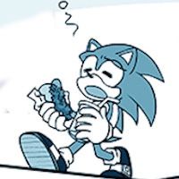 an image of a sonic the hedgehog holding a baseball bat and looking at something