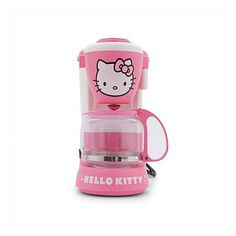 a pink hello kitty coffee maker on a white background