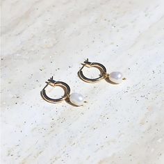 Hoop Pearl Dangle Earrings