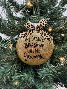 a christmas ornament that says, my greatest blessing call me grandma on it