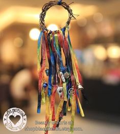 a colorful wind chime hanging from the ceiling