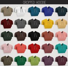 a group of different colored hoodies with the number one on them in multiple colors