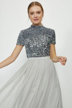 Sequin Short Sleeve Top Sequin Short, Jumper Outfit, Latest Tops, Sequin Shorts, Silver Sequin, Quick Delivery, Short Sleeve Top, Tulle Skirt, Short Sleeves Tops