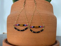 Multicolor beads and 14K gold fill chain Dangle Beaded Earrings With 14k Gold Filled, 14k Gold-filled Dangle Beaded Earrings With Gold Beads, 14k Gold Filled Dangle Beaded Earrings With Gold Beads, 14k Gold-filled Beaded Dangle Earrings, Framed Jewelry, Steamboat Springs, Beach Boho, Gift Jewelry, Etsy Earrings Dangle