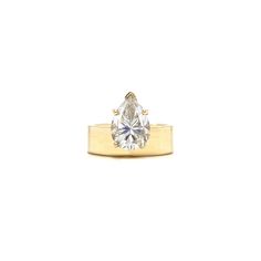 14K SOLID GOLD (REAL GOLD, not gold-filled, not gold-plated) *18K, 22K, 24K and Platinum available upon request - Band Width: 5mm Stone Options: - CZ: 10x7mm  - Moissanite: DEF VVS1, 2ct *comes with certification - Lab-Grown: E VS1, 2.03ct *comes with IGI certification - Natural: F VS2, 2.03ct *comes with GIA certification **message us for different stone qualities ships via FedEx Express with insurance and signature upon delivery lower pricing via PayPal and Venmo available, message for details Luxury Pear-shaped Yellow Gold Diamond Ring, Yellow Gold Diamond Ring With Prong Setting, Pear-shaped, Yellow Gold Pear-shaped Diamond Ring With Prong Setting, Minimalist Yellow Gold Jewelry With Center Stone, 14k Gold Pear-shaped Diamond Ring Vs Clarity, Luxury Diamond Cut Rings In Recycled Gold, Heirloom 14k Gold Jewelry With Brilliant Cut, Luxury Recycled Gold Rings With Diamond Cut, Luxury Teardrop Diamond Cut Ring