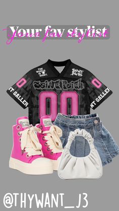 @thywant_j3 Birthday Pink Outfit Ideas, Pink Graphic Tee Outfit Black Women, Jersey Diy Ideas, Live Music Outfit, Cute Birthday Outfits, Casual Outfits For Teens