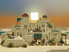 Minecraft Sand Castle, Minecraft Desert House, Desert Castle, Minecraft Desert, Villa Minecraft, Desert Village, Minecraft Kingdom, Minecraft Decoration