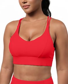 PRICES MAY VARY. 【Comfortable and Elasticity Fabric】80% Nylon, 20% Spandex.These sports bra made with lightweight, breathable and stretchy professional sports fabric. This sports bra with padding can effectively sweat-wicking when you exercise, keeping body cool & dry, giving you long-lasting comfy. 【Medium Support】The medium support is just right for workouts, striking a balance between comfort and control. The widen elastic band underneath the breast ensures a tight secure fit, which makes sur Solid Color Sports Bra With Go-dry Technology, High Stretch Nylon Activewear For Sports, Solid Nylon Sports Bra With Built-in Bra, Solid Nylon Sports Bra, Moisture-wicking Nylon Activewear For Sports, Stretch Sports Bra With Go-dry For Sports Events, Go-dry Stretch Sports Bra For Sports Events, Go-dry Stretch Sports Bra For Events, Micro-elastic Moisture-wicking Sports Bra For Gym