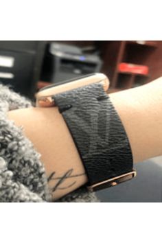 Apple Watch Band Classic LV Monogram Eclipse Graphite - Himelhoch's Apple Watch Stainless Steel, Cute Apple Watch Bands, Dark Chocolate Hair, Apple Watch Fashion, Apple Band, New Apple Watch, Loop Bands, Recycled Canvas, Apple Watch Series 1