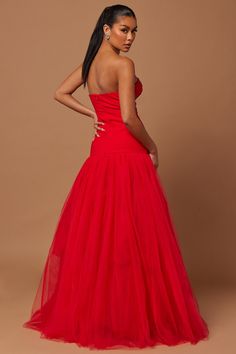 Available In Red And White. Embellished Tulle Gown Strapless Square Neckline Tulle Skirt Hidden Back Zipper Lined Partial Stretch Shell1: 90% Nylon 10% Spandex Shell2: 100% Polyester Lining1: 95% Polyester 5% Spandex Lining2: 100% Polyester Imported | Dinah Embellished Tulle Gown Dress in Red size 3X by Fashion Nova Red Tulle Dress For Red Carpet, Red Dress For Debutante Ball, Red Gown For Debutante Ball, Red Strapless Tulle Dress, Red Tulle Evening Dress For Gala, Red Tulle Dress For Gala, Red Tulle Dresses For Prom Season, Red Fitted Tulle Evening Dress, Red Strapless Dress For Debutante Ball