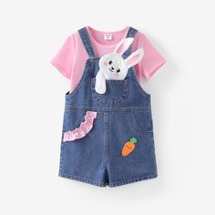 Adorable 2-piece toddler outfit with a cute bunny patch design, perfect for outdoor summer activities.
* Cute dimension bunny patch design
* Moderate material characteristics
* Set includes a T-shirt and denim overalls
* Round neckline and short sleeves
* Suitable fit and standard length
* Imported goods, exclusively from PatPat
* Supplier: PatPat
* Style: Toddler casual with bunny patch design Overalls For Kids, Toddler Girl Overalls Outfit, Bluey Outfit For Toddler Girl, Baby Denim Overalls, Outdoor Summer Activities, Oshkosh Overalls Boy, Denim Overalls, Patch Design, Cute Bunny