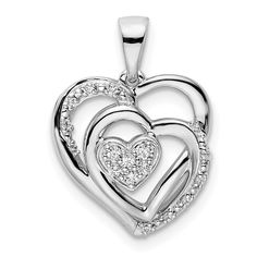 14k White Gold Polished Finish Women's Heart in 3-Heart Fancy Shape 0.108 CT-Diamond Design Charm Pendant Heart Necklace Diamond, Heart Diamond, India Jewelry, Elegant Pendant, Heart Pendant Diamond, Gold Polish, Diamond Design, Nature Jewelry, Fine Jewellery Necklace