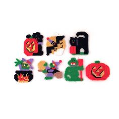 Vintage Halloween Needlepoint Coasters Halloween Coasters Vintage Halloween Coasters Shabby Chic Vintage Halloween Needlepoint - Etsy Cauldron Witch, Cat With Pumpkin, Halloween Art Projects, Witches Cauldron, Cute Sets