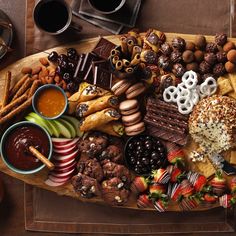 a platter filled with lots of different types of food